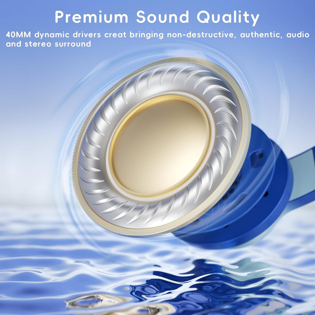 Kids Wired Headphones for Kids with Microphone, 85/94dB Volume Limiter Headphones for Girls Boys, Light Blue