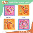 Sensory Activity Board Toys for Kids: 2Pack Double-Sided Sensory Fidget Toys for Stress Anxiety & Calming with Travel Bag | Travel Airplane Essentials Toys for Toddler Boys & Girls Ages 3 4 5 6 7 8