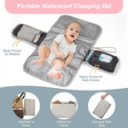 MOMUVO Diaper Bag Backpack, Quilted Baby Bag with Changing Pad and Stroller Straps and Pacifier Case, Multifunction Waterproof Travel Diaper Bags, Unisex, Light Grey and Pink