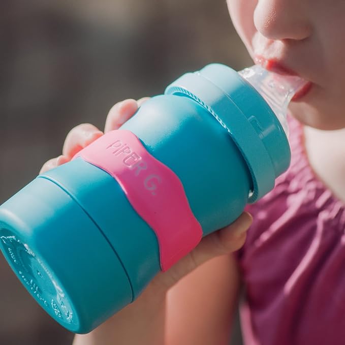 InchBug Orbit Labels Baby Bottle and Water Bottle Silicone Name Bands – Personalized Reusable Label Set for Daycare, Sippy Cups, Preschool, Elementary School, Dishwasher Safe, 4-Pack (Lullaby Blue)