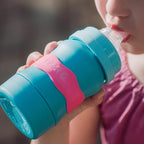 InchBug Orbit Labels Baby Bottle and Water Bottle Silicone Name Bands – Personalized Reusable Label Set for Daycare, Sippy Cups, Preschool, Elementary School, Dishwasher Safe, 4-Pack (Lullaby Blue)