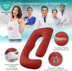 Sasttie Pregnancy Pillows for Sleeping, U Shaped Cooling Full Body Pillow with Removable Cover, Pregnant Women Must Haves, Maternity Essential, Red
