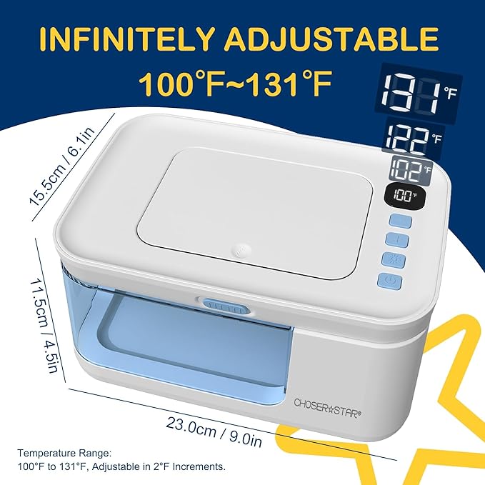 Baby Wipe Warmer and Dispenser Portable Heated Diaper Wipe Heater with Fast Heating, Larger Capacity, and Anti-Dry Out (with Charger Block)