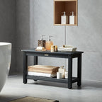 30'' Waterproof Shower Stool, Poly Lumber Shower Bench Seat for Shaving Legs, HDPS Plastic Bath Chair Seat, Non-Slip & No Maintenance, Black, Weight Capacity 700LBS (30 x 13 Inches)