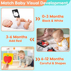 Black and White High Contrast Baby Books Flash Cards Tummy Time Mirror Toys Newborn Toys 0 6 Months Brain Development Infant Stimulating Sensory Toy 0-3 3-6 2 4 5 Months old Baby Boy Girl Shower Gifts