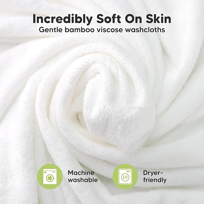 6-Pack Baby Washcloths - Soft Absorbent Viscose from Bamboo Wash Cloths for Babies, Kids, Toddlers, Infant, Newborn Bath Towels, Gentle on Sensitive Skin, 10x10 Reusable Face Towels (Meadow Green)