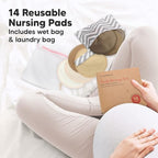 Organic Nursing Pads - 14 Washable Viscose Derived from Bamboo Breastfeeding Pads, Wash Bag, Reusable Breast Pads for Breastfeeding, Nipple Pads for Breastfeeding Essentials(Coffee, L 4.8")