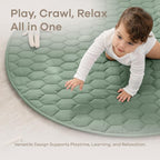 Comfy Cubs Round Kids Play Mat - Medium 48 inches Soft Quilted Baby Floor Mat with Non-Slip Bottom - Plush Design for Toddlers' Playtime and Relaxation - Comfortable and Durable - Fern