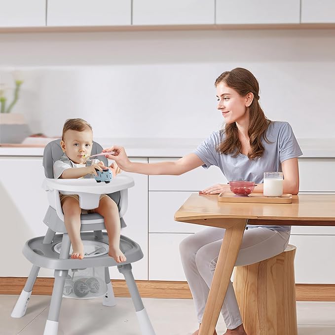 Babyliebe 15-in-1 Baby High Chair, Convertible Highchair for Babies and Toddlers with Activity Center, Booster Seat, Building Block Table, Toddler Chair with Safety Harness, Removable Tray (Gray)