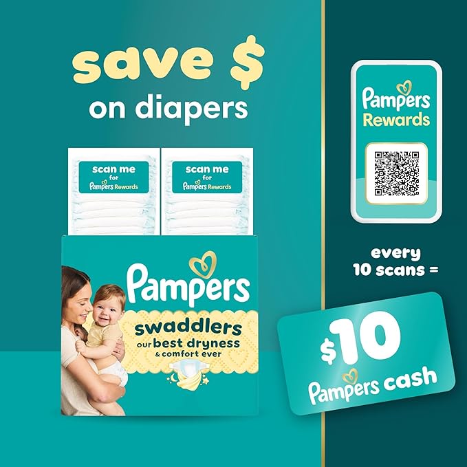 Pampers Swaddlers Diapers, Size 7 (26-50 lbs), 88 Count, Absorbent, Keeps Baby Dry and Comfortable, Skin Safe Disposable Baby Diaper (Packaging May Vary)