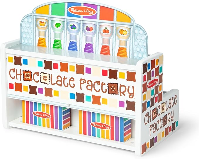 Melissa & Doug Wooden Chocolate Factory Pretend Play Set, Play Food Candy Maker for Boys and Girls - FSC-Certified