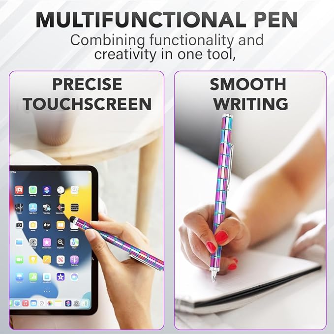 Magnetic Fidget Pen - Perfect Writing and Spinner Magnet Toy Combination, Figette Figit Pen with 13 Magnetic Rings, Ideal Office Study Gift for Kids 8+, Teens & Adults with ADHD(Colorful)