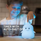 Lumipets Remote Control Silicone Night Light for Kids - Penguin Design with 9 Soft Colors & Sleep Timer - Rechargeable, Battery-Operated Lamp for Bedroom | Baby Nursery, Toddler, Girls, Boys