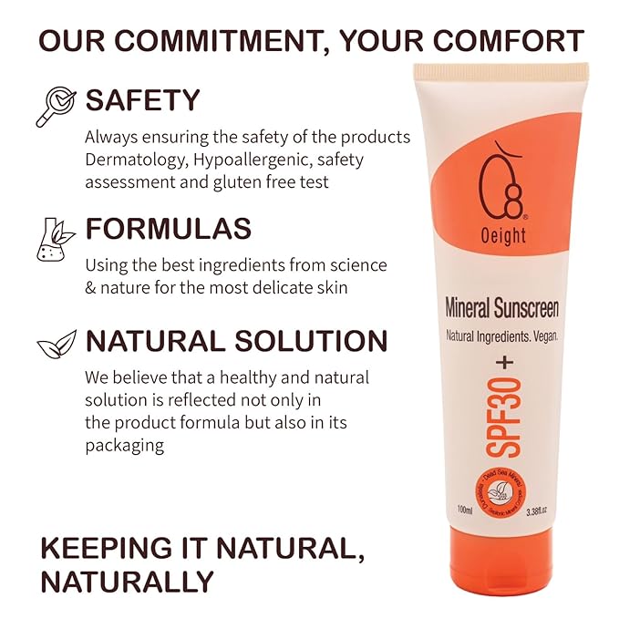 Oeight Mineral Sunscreen for Babies and Children, Baby Sunscreen Lotion Family Sun Protection with Mineral Shield Kids Dermatologist Recommended SPF for Natural UV Protection, Made in Israel