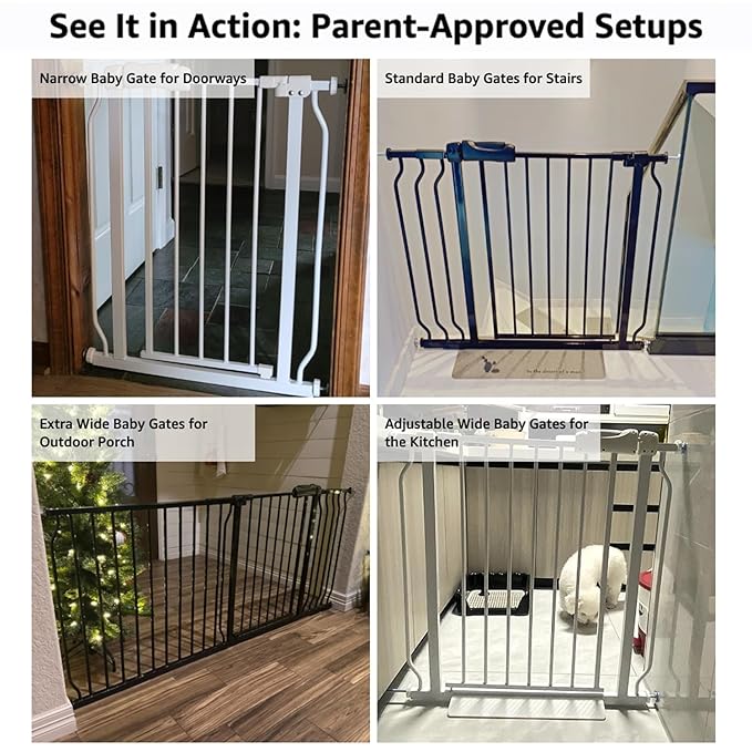 Walk Through Baby Gate 29-43.5 Inch Wide for Stairs Tension Pet Dog Gates Indoor for Doorways No Drilling Pressure Mounted Pet Gates for Kids