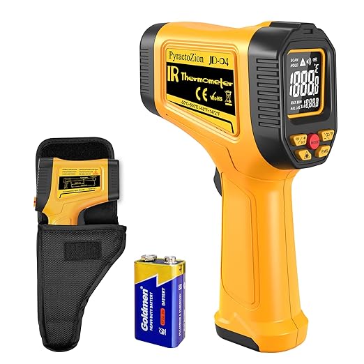 Infrared Thermometer Gun -58°F to 1472°F with Backlit Display, Laser Thermometer Temperature Gun with Adjustable Emissivity & Max and Min Measure, Dual Laser Targeting Temp Gun for Cooking, Griddle
