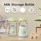 YOHKOH Breast Milk Storage Bottles - Wide Neck Glass Breastmilk Storage Bottles with Lids, BPA-Free (Green, 5.4oz (Pack of 4))