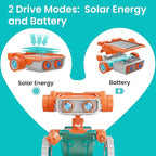 Sillbird Solar Robot Building Kit STEM Gift for Boys Aged 8-14, 15-in-1 DIY Science Educational Robotic Set, Solar or Battery Powered Toy for Kids Birthday with 212 Pieces