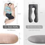 MOON PARK Pregnancy Pillows for Sleeping - U Shaped Full Body Maternity Pillow with Removable Cover - Support for Back, Legs, Belly, HIPS - 57 Inch - Brown - Cooling Cover