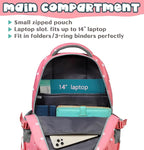 BLUEFAIRY Lightweight Water Resistant Backpack for Girls, Pink, 5-9 Years, Laptop Compartment, Adjustable Shoulder Straps, Breathable Mesh