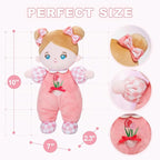 OUOZZZ Soft Baby Doll for 1+ Year Old Girl Gifts - Toys for 1+ Year Old Birthday Christmas Plush Gift for Toddler Adorable First Doll Tulip Pink 10"