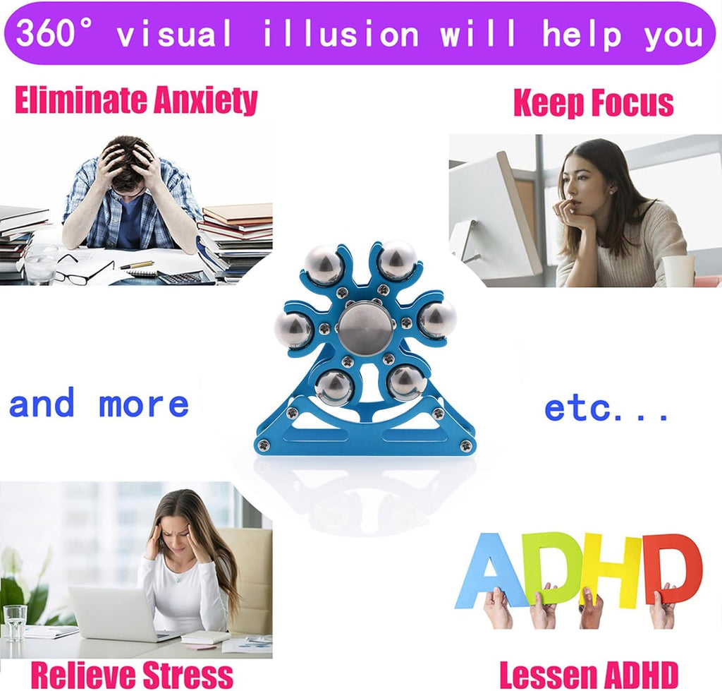 Desk-Fidget-Toys for Ferris-Wheels-Spinner: 4mins Kinetic-Metal-Spinner, Cool-Gadgets-Stuff for Kid Children Teen Adult EDC-Toy, ADHD Tools Stress Relief for Office Home School Men Woman Christmas