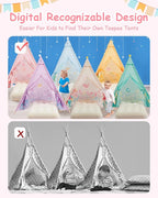 6 Pack Teepee Tent for Kids with Inflatable Airbed, Light, Toddler Tent Children Room Tents, Slumber Party Sleepover Tents, Indoor Outdoor Kids Playtent Playhouse for Girls & Boys
