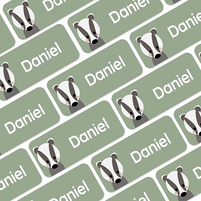 Personalized Name Labels for Kids (120) – Custom Waterproof & Durable Stickers for Clothing, Daycare, Office & School Supplies - Forest Animals