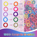 FUNiOi 1000 PCS Cat Weaving Loom Refill for Bracelet Making Kit, DIY Arts and Crafts Supplies, Baby Hair Ties for Girls Ages 6-12, Gift Idea for Kids and Beginners