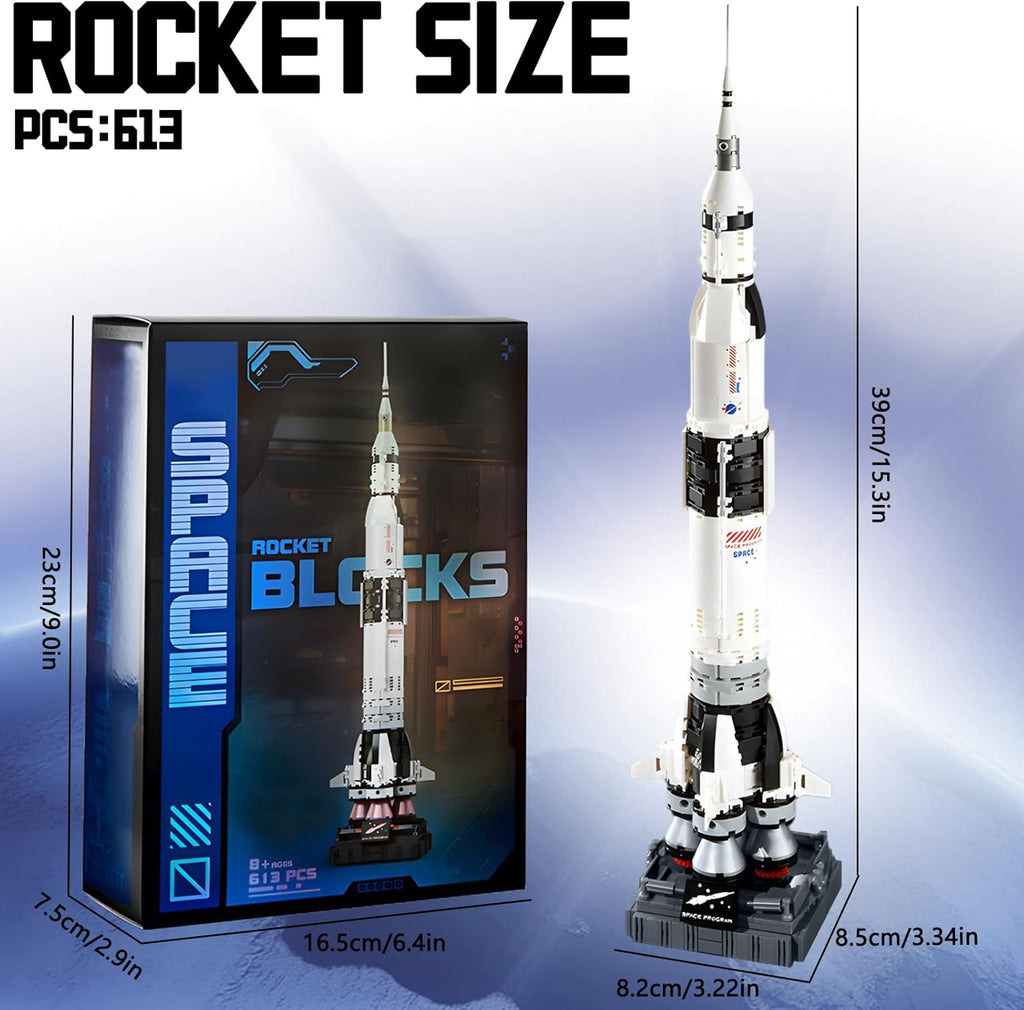 APENGBAOL Saturn V Space Rocket and Vehicles Building Blocks Set,613 Precision Space Shuttle Building Block Toys for Kids .Gifts for Adults