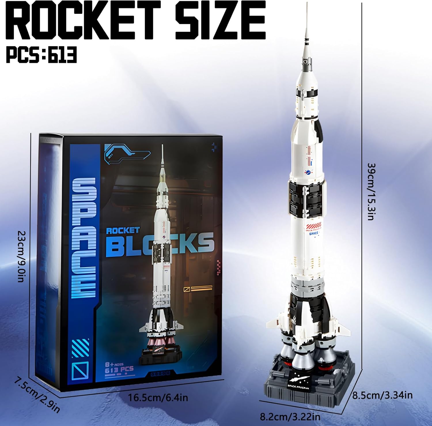 APENGBAOL Saturn V Space Rocket and Vehicles Building Blocks Set,613 Precision Space Shuttle Building Block Toys for Kids .Gifts for Adults