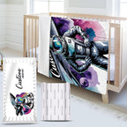 Personalized Baby Crib Bedding Set – Cool Astronaut Theme Nursery Bedding Sets 3 Piece with Custom Name Blanket, Fitted Crib Sheet & Changing Pad Cover – Ideal Newborn Gift for Boys