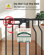 Mom's Choice-GROWNSY Baby Gate for Stairs, 30.5"-48.4" Pressure Mounted Baby Gate for Top of Stair&Doorway with Y-Spindle Rods, Anti-Trip Pedal, Wide Stairs Dog Gate Easy Install w/Red Reminder,Black