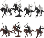 28pcs/Set Medieval Knights Toy Soldier - Army Figures Miniature Playset with Cavalry, Horses and Soldiers (Knights and Horse Set)