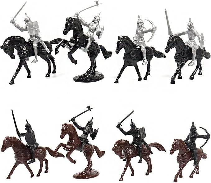 28pcs/Set Medieval Knights Toy Soldier - Army Figures Miniature Playset with Cavalry, Horses and Soldiers (Knights and Horse Set)