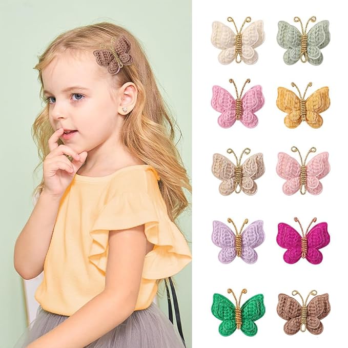 2 Pcs Butterfly Hair Bow Girl, Kid's Cute Hair Clips Barrettes Accessories for Infants Toddlers Baby Kids Fine Hair (Coffee)