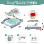 5 in 1 Foldable Baby Walker, Activity Baby Walker-Baby Bouncer, Rocker, Activity Center,Seat and Push Walker,Detachable Trampoline Mat, Adjustable Speed Rear Wheels and Height,Ages 6-18 Months(Mint)