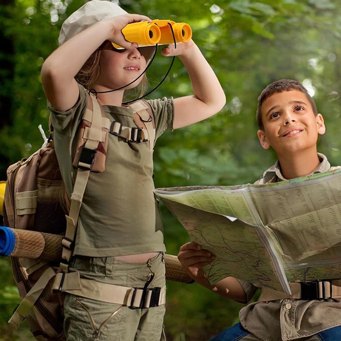 Libima 24 Pcs Toy Binoculars for Kids with Neck String, 3.74x2.56'' Novelty Binoculars Bulk for Age 3-12 Years Bird Watching, Camping Party Favor for Safari, Jungle, Explorer, Themed Birthday Party