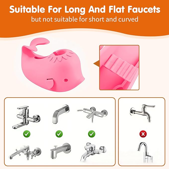 Skyroku Toddler Faucet Extender & Blue Bathtub Spout Cover, Sink Extender with Temperature Sensor for Bathroom Sinks, Kitchen, Bathtubs, Bundle and Save! (BrownPink)