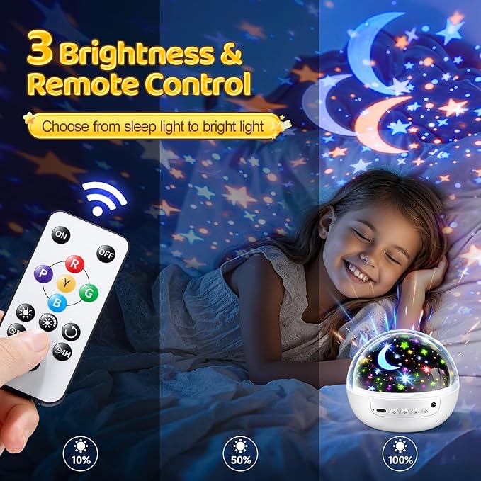 PIKOY Baby Sensory Toys 3-6 Months,93 Lighting Mode Baby Sensory Toys 6-12 Months,360° Rotate Kids Sensory Toys for Autism,Dimmable+Timer+Remote 1 Year Old Boy Gifts 1 Year Old Girl Gifts