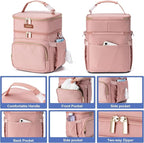 Insulated Breastmilk Cooler Bag with Ice Pack - Holds 6x9oz Bottles, Leakproof Double Layer, Baby Bottle Cooler Bag with Adjustable Strap for Nursing Moms, Daycare & Travel