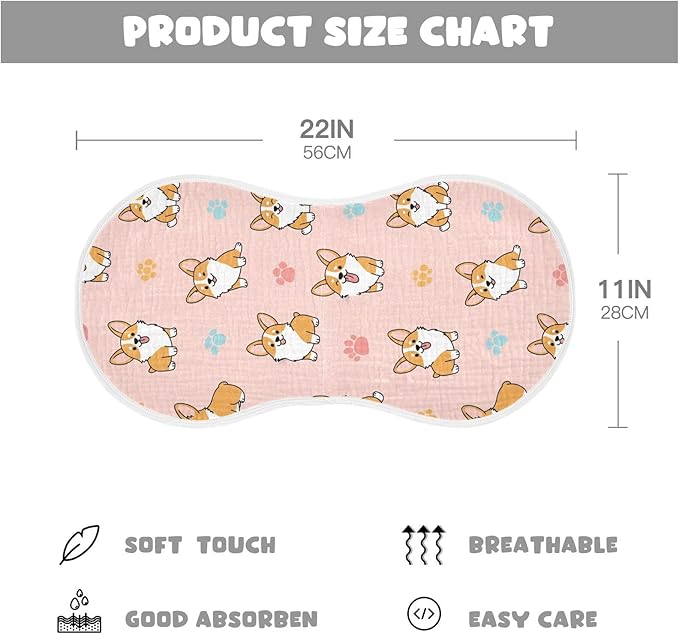 4 Pack Muslin Burp Cloths Cute Dogs Pink Cotton Baby Burp Cloths Ultra Absorbent and Soft Burping Cloth for Baby Boys Girls 22x11 Inch