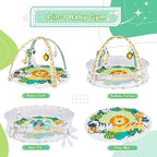 Baby Play Mat, 4-in-1 Baby Play Gym Tummy Time Mat with Ball Pit and 5 Detachable Toys for Newborn to Develop Sensory Exploration and Motor Skill 0-6-12 Months