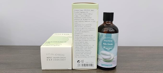 PHATOIL 3.38FL.OZ Baby Powder Fragrance Oils for Aromatherapy, Essential Oils for Diffusers for Home, Perfect for Diffuser, DIY Candle and Soap Making, DIY Scented Products - 100ml