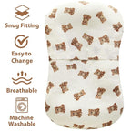 LifeTree Muslin Baby Lounger Cover, Newborn Slipcover Lounger Cover for Boys Girls Infant, Soft 70% Viscose from Bamboo and 30% Cotton, Cover Only, Bear Pattern, 30.7in x 20in