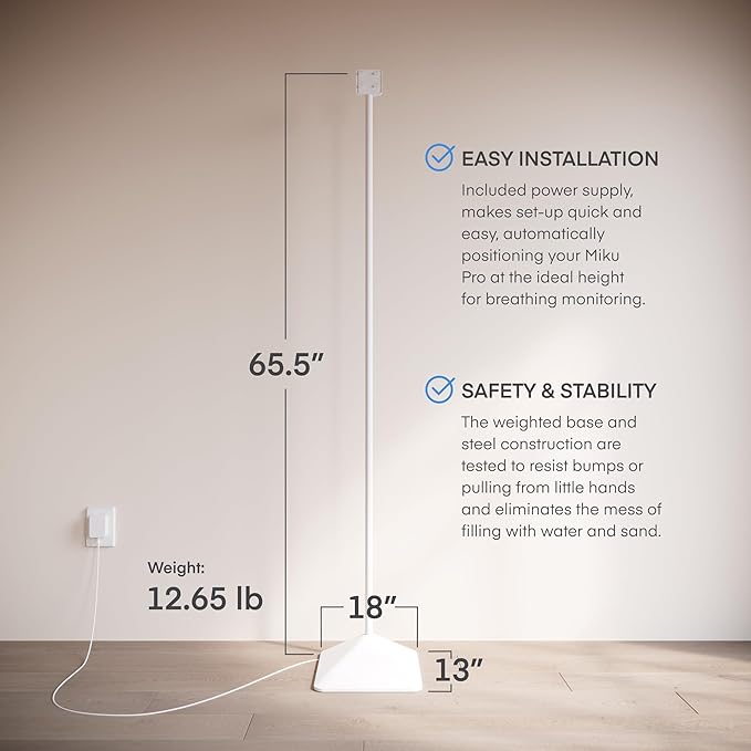 Miku Floor Stand Accessory for Miku Pro Upgraded Smart Baby Monitor, Adjustable Stable Base for Crib and Nursery Placement, Easy to Install, Tools Included, Monitor Not Included