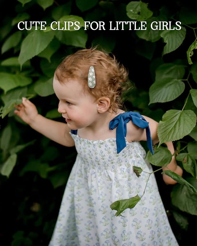 doboi 40Pcs Toddler Hair Clips Baby Girl Hair Bows Clips Floral Print Non Slip Wrapped Snap Heart shaped Hairpins Flower Clips for Hair Barrettes Hair Accessories for Baby Toddler Girls Kids