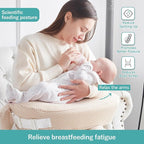 QSTEHEML Nursing Pillow for Breastfeeding - Adjustable Breastfeeding Pillows for Women with More Support & Removable Cover, Baby Feeding Pillow for Newborn Moms and Baby Essentials,Beige