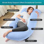 Sasttie Pregnancy Pillows for Sleeping, U Shaped Cooling Full Body Pillow with Removable Cover, Pregnant Women Must Haves, Maternity Essential, Light Blue