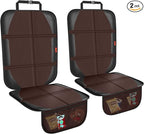 Car Seat Protector,2 Pack Automotive Seat Protectors Baby Carseat Pad Waterproof & Durable 600D Fabric for Child Baby Car Seat Mat Vehicle Pet Cover 2 Storage Pockets (Brown)